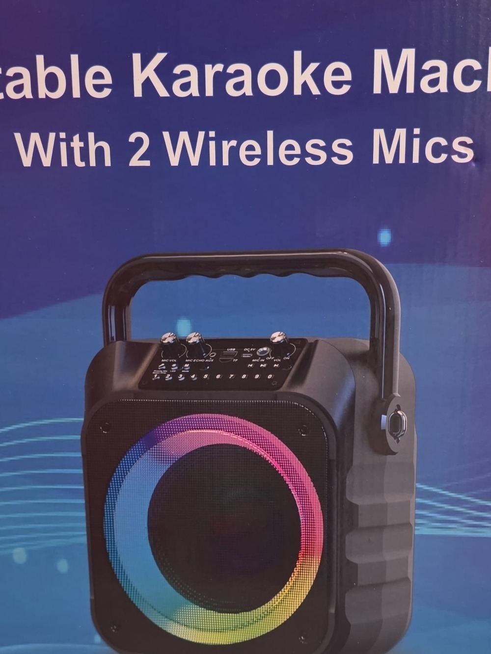 Portable Karaoke Speaker with RGB Ring - Black